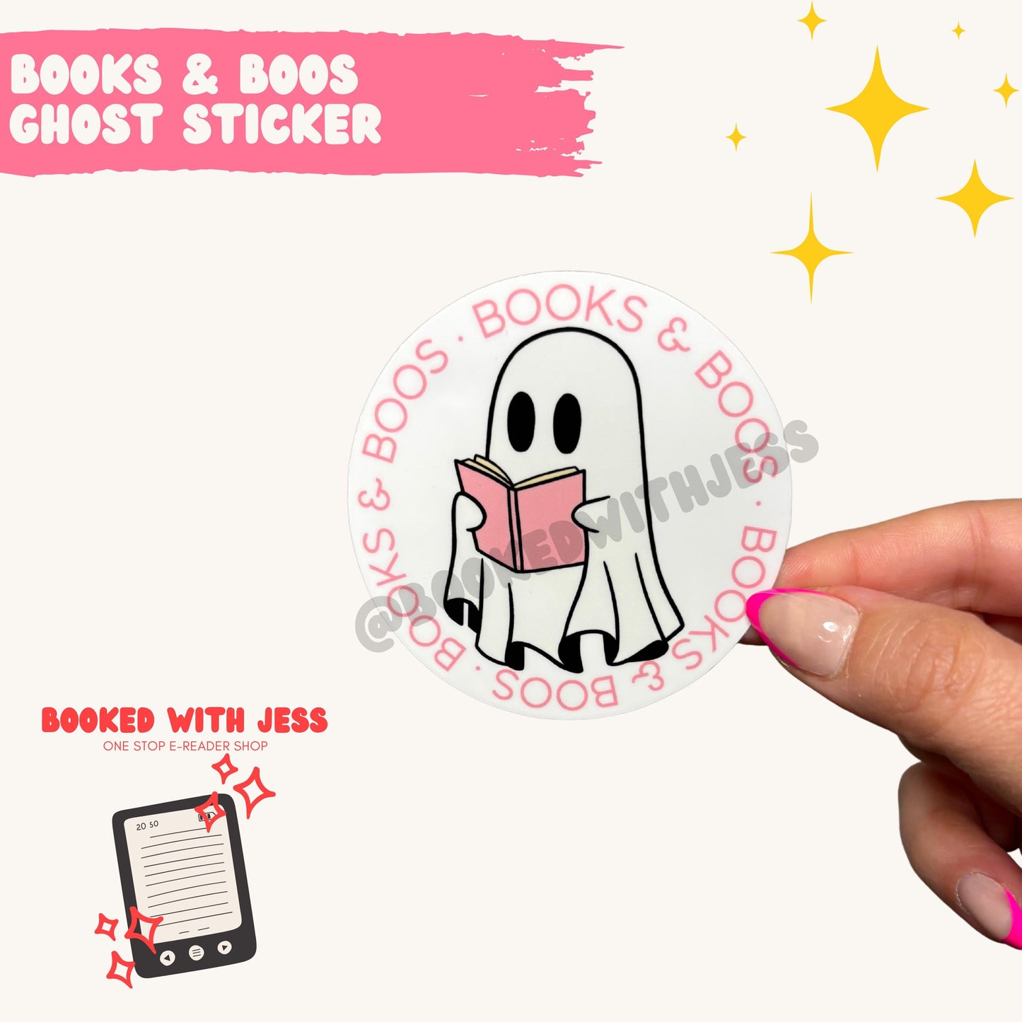 Books & Boos Ghost Sticker