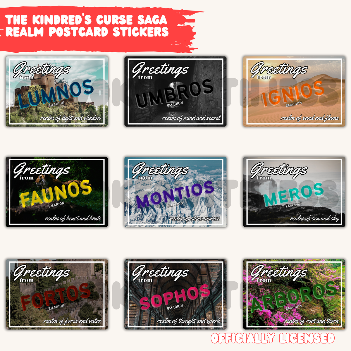 The Kindred's Curse Saga Emarion Realm Postcard Stickers