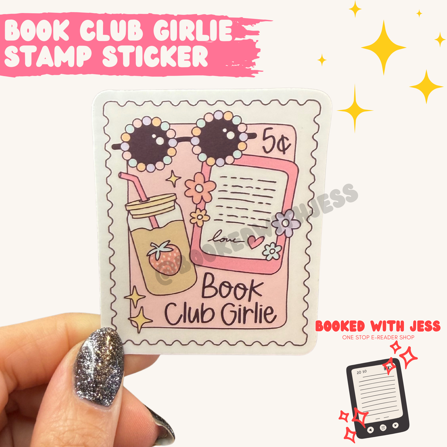 Book Club Girlie Stamp Sticker
