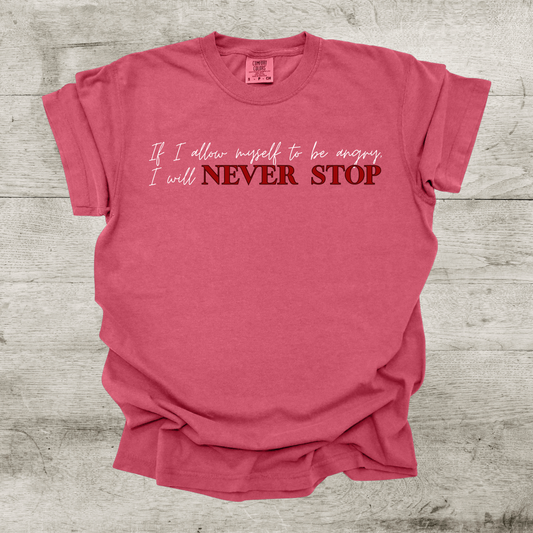 I Will Never Stop Shirt - War of Lost Hearts