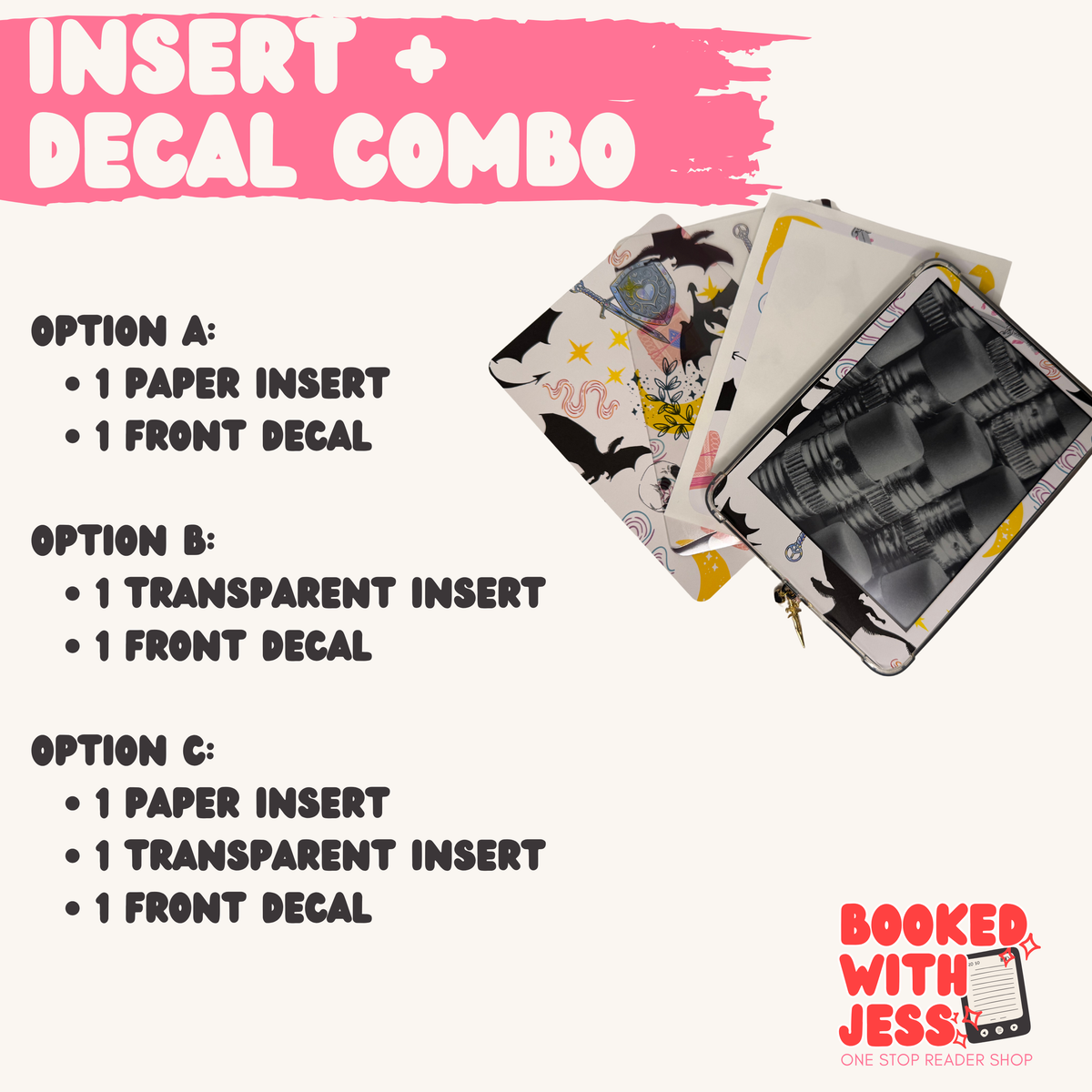 Kindle Insert and Front Decal Combo